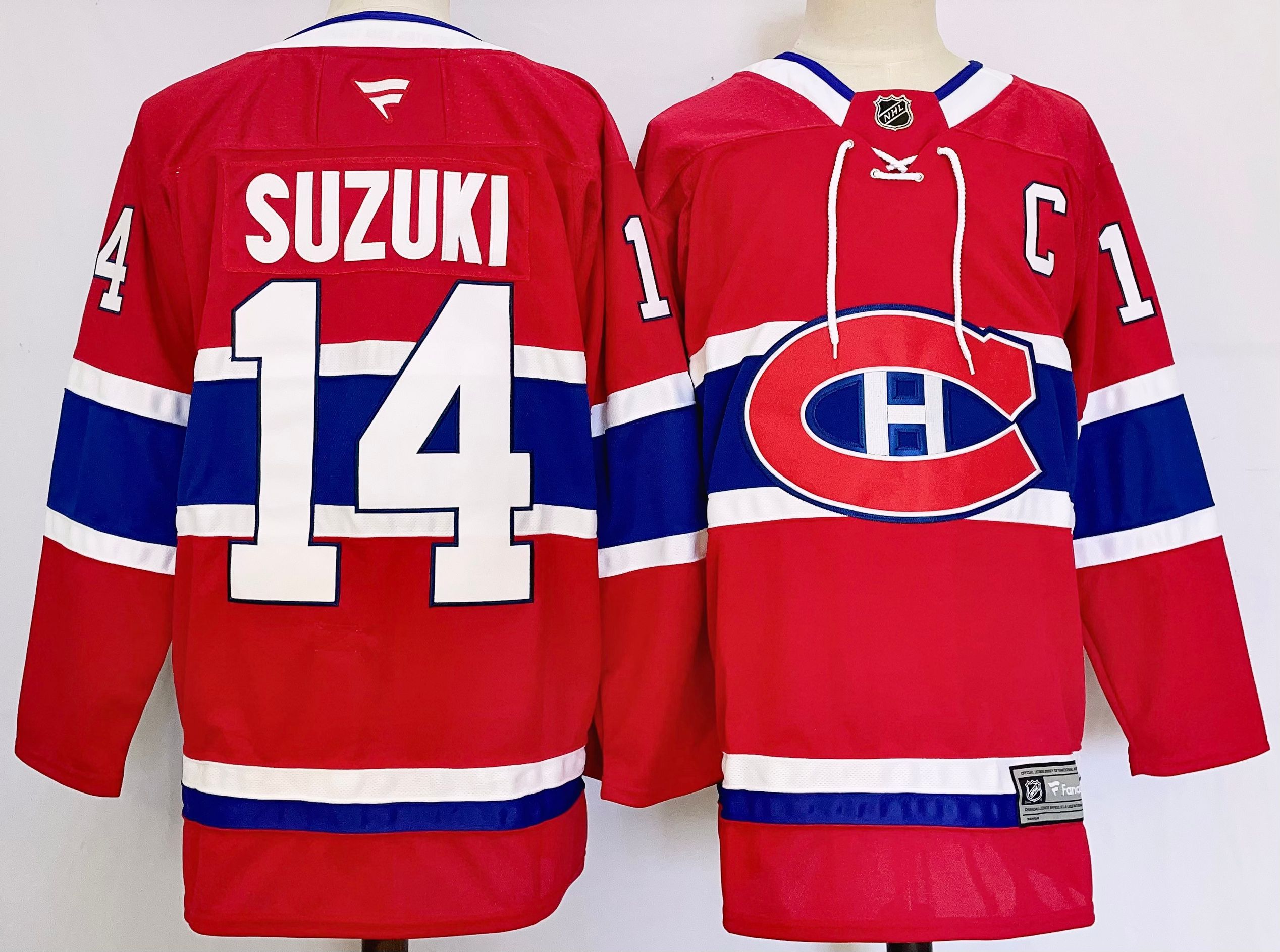 Men Montreal Canadiens #14 Suzuki Red 2025 Home Premier Player NHL Jersey->montreal canadiens->NHL Jersey